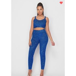 Fuzzy sweater crop top set